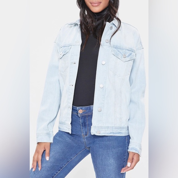 YMI Jackets & Blazers - YMI Women's Novelty Wash Faded Jean Denim Moto Jacket NWT Larg